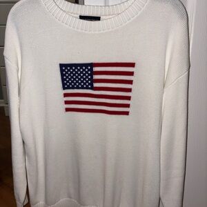 Women's White Sweater with American Flag Design